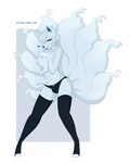 alolan_form alolan_ninetales anthro anthrofied blue_body blue_eyes blue_fur bulge clothing digital_media_(artwork) femboy fur generation_7_pokemon hair heart_symbol hi_res legwear lipstick long_hair makeup male merunyaa multi_tail nintendo panties pokemon pokemon_(species) pokemorph regional_form_(pokemon) simple_background solo tail text thigh_highs underwear url white_background