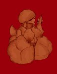 2021 anthro areola big_breasts biped breast_markings breasts butt butt_markings cleavage clothed clothing curvy_figure digital_media_(artwork) elemental_creature female fungi_fauna fungus genitals hi_res huge_hips huge_thighs markings monster_girl_(genre) mush_(tacofoxbrazil) mushroom navel nipples not_furry nude orange_body plant pussy simple_background solo tacofoxbrazil thick_thighs vapo wide_hips