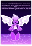 absurd_res ancient_spirit border clothing comic english_text female fire gaia_(travis_the_dragon) hi_res humanoid leotard narration not_furry purple_lava river solo text travis_the_dragon travis_the_dragon_dimension_ride_(comic_series) white_border wings