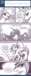 2013 ask_blog black_and_white dialogue duo english_text equestria_girls equid equine fan_character feathered_wings feathers female female/female feral friendship_is_magic hasbro hi_res horn john_joseco kissing mammal monochrome my_little_pony mythological_creature mythological_equine mythology princess princess_celestia_(mlp) princess_molestia royalty sunset_shimmer_(eg) text tumblr unicorn winged_unicorn wings