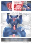 2023 anthro big_muscles big_penis biped blue_body blue_fur bodily_fluids canid canine canis comic duo english_text erection fur genitals hi_res humanoid_genitalia humanoid_penis male mammal muscular muscular_anthro muscular_male muscular_sub penis profanity red_eyes screaming slave solo_focus submissive submissive_anthro submissive_male sweat sweatdrop sweaty_body text tieria url wolf