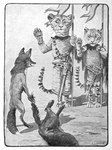 1920 20th_century 3:4 ancient_art anthro armor banderole barefoot biped canid canine canis chainmail clothed clothing digitigrade dipstick_tail feet felid flag flag_(object) fox greyscale group handpaw hi_res holding_flag holding_object joseph_jacinto_mora leopard male mammal markings melee_weapon monochrome multicolored_tail nude on_ground pantherine paws public_domain red_fox reynard_the_fox scabbard shaved signature standing sword tail tail_grab tail_markings text traditional_media_(artwork) true_fox weapon wolf ysengrin