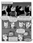 absurd_res arctic_fox canid canine canis checkout comic comic_panel domestic_cat domestic_dog dvr el_senor_erizo electronics faceless_character felid feline felis female fox group hi_res humor jazz_aristotle jean_blueeyes lagomorph leporid male mammal monochrome news news_reporter no_debts_(comic) parody rabbit randall_maxwell-brownie reporter spanish_text store television text translated true_fox