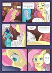 absurd_res age_difference anthro comic dialogue dragon english_text equid female fire fluttershy_(mlp) friendship_is_magic group hasbro hi_res mammal mustachedbain my_little_pony mythological_creature mythological_scalie mythology older_female princess_ember_(mlp) scalie sleeping text young