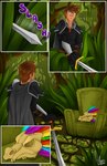 2024 armor blue_eyes bone cape chair clothed clothing comic detailed_background digital_media_(artwork) feathers forest furniture grass hair hi_res holding_object holding_weapon human jungle knight male mammal mask melee_weapon multicolored_body multicolored_feathers onomatopoeia outside plant rainbow_body rainbow_feathers rock sequence shoulder_guards skull skull_head skull_mask solo sound_effects species_transformation spirit_dancer standing stone_throne sword tall_grass text throne topwear transformation transformation_sequence tree warrior weapon