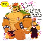 2023 abs aged_up anthro anthro_on_anthro barely_contained barely_contained_balls barely_contained_penis big_muscles blush bodily_fluids bowser bowser_jr. bracelet bulge clothed clothing collar colored comic conditional_dnp countershade_torso countershading detailed_bulge dialogue duo embarrassed english_text facial_hair father's_day father_(lore) father_and_child_(lore) father_and_son_(lore) genital_outline genitals goatee green_body green_scales hair happy heart_symbol hi_res holidays horn incest_(lore) jewelry kerchief koopa male male/male mario_bros mostly_nude muscular muscular_anthro muscular_male neckerchief neckwear nintendo nipple_piercing nipple_ring nipples non-mammal_nipples orange_body orange_scales parent_(lore) parent_and_child_(lore) parent_and_son_(lore) penis penis_outline piercing poppin precum_stain red_eyes red_hair ring_piercing scales scalie shell shirt simple_background size_difference skimpy smaller_male snaggle_tooth son_(lore) spiked_collar spiked_shell spikes spikes_(anatomy) sweat sweatdrop tail tail_motion tailwag tank_top text thong topwear torn_clothing underwear vein veiny_penis wet wet_clothing white_background