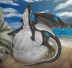 abdominal_bulge absurd_res belly big_belly digestion digital_media_(artwork) dragon feral hi_res male mass_vore multiple_prey mythological_creature mythological_scalie mythology oral_vore same_size_vore scalie solo tail theember vore wings zenron