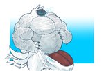 4_penises 9000_(c3b4) anthro big_muscles big_penis body_hair c3b4 cybernetics cyborg fur genitals hi_res huge_muscles huge_penis machine male multi_genitalia multi_penis multi_tail musclegut muscular muscular_anthro muscular_male penis protogen solo tail white_body white_fur