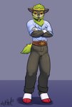 anthro bear213 black_body black_fur fur generation_6_pokemon gogoat green_body green_fur hi_res horn male muscular nintendo plant pokemon pokemon_(species) solo white_body white_fur