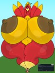 3:4 absurd_res anthro avian backpack banjo-kazooie banjo_(banjo-kazooie) bear big_breasts bird bodily_fluids breasts duo english_text female hi_res huge_breasts hyper hyper_breasts kazooie larger_female looking_down looking_up looking_up_at_partner luxioboi22 macro male male/female mammal nipples nude rareware size_difference smaller_male sweat sweatdrop text thick_thighs wide_hipped_female wide_hips