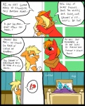 2012 applejack_(mlp) bandage bed big_macintosh_(mlp) blonde_hair blue_body blue_feathers blue_fur bodily_fluids brother_(lore) brother_and_sister_(lore) clothed clothing comic crying dialogue digital_media_(artwork) earth_pony english_text equid equine feathered_wings feathers female feral freckles friendship_is_magic fur furniture green_eyes group hair hasbro horse hug inside male mammal metal_(artist) multicolored_hair my_little_pony mythological_creature mythological_equine mythology orange_body orange_fur orange_hair pegasus pillow plow_yoke pony rainbow_dash_(mlp) rainbow_hair red_body red_fur sibling_(lore) sister_(lore) tears text wings wounded