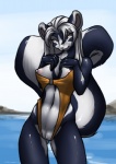 Rating: e
ID: 292216
Date: 2013-02-06 11:41:08 -0500
Status: active
Score: 93
anthro areola beach bedroom_eyes bikini biped black_body black_fur breasts clitoral_hood clitoris clothed clothing detailed_background easy_access erect_nipples female fur furball genitals hair half-closed_eyes mammal markings mephitid mina_(furball) narrowed_eyes nipple_outline nipples one-piece_swimsuit outside sand seaside seductive skimpy skunk sky sling_bikini solo standing striped_markings striped_tail stripes swimwear tail tail_markings tight_clothing two-piece_swimsuit vulva water white_hair post #292216