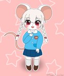 absurd_res child female hair hi_res kawaiirosiechan mammal murid murine pigtails rat rat_ears rat_tail red_eyes red_ribbon rodent solo tail white_body white_hair young