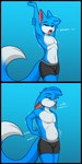 1:2 2_panel_comic absurd_res anthro black_border black_boxer_briefs black_clothing black_underwear blue_background blue_body blue_fur border boxer_briefs breath cheek_tuft clothing domestic_cat english_text facial_tuft felid feline felis femboy fur grey_body grey_fur half-closed_eyes hi_res humor jay-r jay-r_(character) male mammal multicolored_body multicolored_fur narrowed_eyes open_mouth simple_background solo sound_effects stretching tail text tuft two_tone_body two_tone_fur underwear yawn