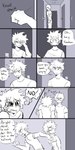 1:2 absurd_res bodily_fluids comic crying dialogue duo english_text greyscale hi_res human human_only izuku_midoriya katsuki_bakugou male mammal monochrome my_hero_academia not_furry pretty_werewolf speech_bubble tears text