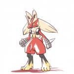 1:1 773mimisuke ambiguous_gender blaziken blue_eyes digitigrade fakemon fur generation_3_pokemon generation_4_pokemon hi_res hybrid lucario nintendo pokemon pokemon_(species) red_body red_fur simple_background solo spikes white_background yellow_body yellow_fur yellow_sclera