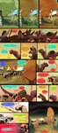 absurd_res autumn comic dialogue dinosaur doerate_(thepatchedragon) dragon dragonscape drekir dromaeosaurid fantasy female feral gila_(thepatchedragon) group hi_res hiker_(thepatchedragon) jat_(thepatchedragon) male melee_weapon mythological_creature mythological_scalie mythology polearm post-apocalyptic prehistoric_species reptile scalie spear tail text thepatchedragon theropod travois weapon