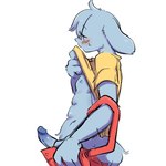 1:1 abs anthro blue_body blue_fur bottomwear clothed clothing clothing_lift fur genitals kokomo_niwa lagomorph leporid male mammal nicecream_man pants penis rabbit red_bottomwear red_clothing red_pants shirt shirt_lift solo topwear undertale undertale_(series) undressing yellow_clothing yellow_shirt yellow_topwear