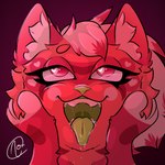 1:1 ahegao anthro bedroom_eyes bodily_fluids felid feline female fur green_mouth hair headshot_portrait icon looking_pleasured mammal mouth_shot narrowed_eyes open_mouth pink_body pink_fur pink_hair portrait saliva seductive showmeyournox solo uvula