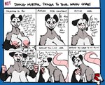 2024 8_panel_comic american_opossum anthro big_breasts blue_body breaking_the_fourth_wall breast_grab breasts chart dialogue digit_ring digital_media_(artwork) english_text female hand_on_breast headpat hi_res humor jewelry l0ad1ng long_neck long_tail looking_at_viewer mammal marsupial meme nipples petting proposal red_eyes ring sam_(l0ad1ng) simple_background solo speech_bubble tail text virginia_opossum waifu_chart wedding_ring