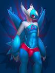 2014 abs anthro anthrofied blush bulge clothing elpatrixf generation_3_pokemon latios legendary_pokemon looking_away looking_up male navel nintendo nipples open_mouth pokemon pokemon_(species) pokemorph red_eyes shadow solo standing underwear wings