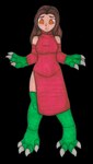 4_fingers 4_toes alpha_channel anthro armwear barefoot big_breasts breasts brown_body brown_eyes brown_hair brown_skin choker claws clothed clothing digitigrade dress elbow_gloves feet female finger_claws fingers forced forced_transformation front_view gloves green_body green_scales grey_claws hair handwear human ivanks jewelry liz_allan lizard long_hair looking_down_at_self mammal marvel mid_transformation necklace pupils red_clothing red_dress reptile scales scalie simple_background solo species_transformation spider-man_(series) standing toe_claws toes torn_clothing transformation transformation_through_technology transparent_background worried worried_look