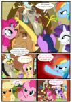 2014 absurd_res applejack_(mlp) beverage blue_body blue_fur border chilllum chimera color_coded color_coded_text comic container cup dialogue digital_media_(artwork) discord_(mlp) draconequus earth_pony english_text equid equine feathered_wings feathers female feral fluttershy_(mlp) food friendship_is_magic fur group hair hasbro hi_res horn horse light262 linked_speech_bubble male mammal multicolored_hair my_little_pony mythological_creature mythological_equine mythology name_drop name_in_dialogue pegasus pinkie_pie_(mlp) pony rainbow_dash_(mlp) rainbow_hair raised_arms raised_hand rarity_(mlp) species_in_dialogue speech_bubble talking_feral tea tea_cup text twilight_sparkle_(mlp) unicorn white_border winged_unicorn wings