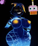 2022 3d_(artwork) 4_fingers animatronic anthro areola avian beakless bib big_breasts bird black_sclera blue_body breasts chicken cupcake_(fnaf) digital_media_(artwork) female feversfm fingers five_nights_at_freddy's five_nights_at_freddy's_2 five_nights_at_freddy's_ar galliform gallus_(genus) genitals hi_res highscore_toy_chica_(fnaf) looking_at_viewer machine navel nipples phasianid pussy robot scottgames smile solo toy_chica_(fnaf) ultra_custom_night wide_hips yellow_areola yellow_nipples