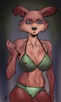 2024 5_fingers anthro beastars big_breasts black_nose blue_eyes bra breasts brown_body brown_fur canid canine canis cleavage clothed clothed_anthro clothed_female clothing female fingers fur hi_res humanoid_hands juno_(beastars) karina.gk mammal navel nipple_outline panties signature solo underwear wolf