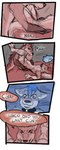 2016 anthro biped blush canid cobalt_(tatsuchan18) collar comic dialogue duo english_text fur hair hi_res lying male mammal on_back speech_bubble tatsuchan18 text