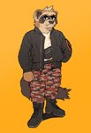 2024 anthro boots bottomwear brown_body brown_fur camo camo_bottomwear camo_clothing camo_pants camo_print clothed clothed_anthro clothing digital_drawing_(artwork) digital_media_(artwork) domestic_ferret female fluffy fluffy_tail footwear full-length_portrait fur gaydottiff jacket mammal mustelid musteline pants pattern_bottomwear pattern_clothing pattern_pants portrait sharp_tooth shoes simple_background solo standing tail topwear trans_(lore) trans_woman_(lore) true_musteline weasel yellow_background