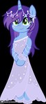 absurd_res anthro blue_body cher_nobyl clothed clothing clubvixen dress equid equine fan_character female flat_chested freckles fully_clothed green_eyes hair hasbro hi_res hooves horn mammal my_little_pony mythological_creature mythological_equine mythology purple_hair solo unicorn