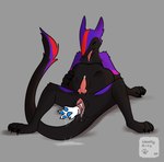 abdominal_bulge anthro ccarrl12 clitoral_hood compression_artifacts digital_media_(artwork) duo fur genitals herm hi_res intersex knot maleherm multicolored_body multicolored_fur penis sergal tail tongue tongue_out unbirthing vaginal vore westlymelon