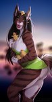 2021 anthro avian black_hair breasts brown_body brown_fur clothed clothing digital_media_(artwork) felid feline female fur green_eyes hair hi_res mammal melianah open_mouth remmmy smile teeth tongue