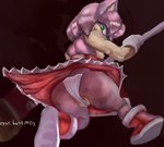 amy_rose anthro boots breasts butt clothed clothing compradinero dress eulipotyphlan female footwear genitals gloves green_eyes hammer handwear hedgehog hi_res looking_back mammal panties pink_body pussy pussy_floss red_clothing red_dress sega shoes side_boob solo sonic_the_hedgehog_(series) tools topless topless_female underwear upskirt white_clothing white_panties white_underwear