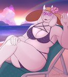 2024 absurd_res anthro beach big_breasts big_butt bikini boss_monster_(undertale) bovid breasts butt caprine chair claws cleavage clothed clothing curvy_figure digital_drawing_(artwork) digital_media_(artwork) eyewear fangs female finger_claws fur furniture gesture goat hat headgear headwear hi_res horn long_ears looking_at_viewer mammal mature_female navel pinup pose purple_bikini purple_clothing purple_swimwear rainbow recliner reclining sea seachord skimpy slightly_chubby slightly_chubby_anthro slightly_chubby_female solo sun_hat sunglasses sunset swimwear teeth toriel two-piece_swimsuit undertale undertale_(series) voluptuous voluptuous_female water waving waving_at_viewer white_body white_fur wide_hips