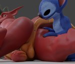 3d_(artwork) alien american_dragon:_jake_long anthro anus balls blender_(artwork) blue_body blue_fur butt digital_media_(artwork) disney dragon duo european_mythology experiment_(lilo_and_stitch) fur genitals hi_res humanoid_genitalia humanoid_penis jake_long lilo_and_stitch looking_at_another looking_at_another's_butt looking_at_butt looking_back looking_back_at_another lying male male/male mythological_creature mythological_scalie mythology no-name-no-problem nude on_front penis rear_view red_body scalie size_difference stitch_(lilo_and_stitch) tail western_dragon