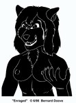 1998 angry anthro bernard_doove black_body black_fur black_hair blood bodily_fluids chakat chakona_space claws felid felid_taur female fur hair herm_(lore) mammal mammal_taur midnight_(goldfur) monochrome naturally_censored nipple_tuft open_mouth simple_background solo taur tuft white_background