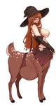 absurd_res belly big_belly big_breasts breasts deer deer_taur eyewear female glasses green_eyes hair hi_res humanoid_taur long_hair looking_at_viewer mammal mammal_taur nipples pregnant pregnant_taur solo taur taur_lower_pregnancy todding