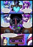 absurd_res bondage_gear comic crystal_empire crystal_heart dialogue english_text equid equine female feral friendship_is_magic hasbro hi_res horn jedayskayvoker king_sombra_(mlp) male mammal my_little_pony mythological_creature mythological_equine mythology princess_cadance_(mlp) restraints shining_armor_(mlp) smoking_eyes speech_bubble stocks tagme text umbrum unicorn winged_unicorn wings