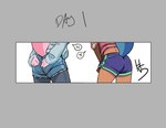 2024 absurd_res anthro bottomwear brand_new_animal butt butt_shot clothed clothing denim denim_bottomwear denim_clothing denim_shorts duo faceless_character faceless_female female hi_res high5art hotpants mammal michiru_kagemori nazuna_hiwatashi rear_view shorts studio_trigger