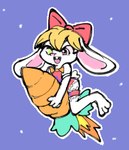 anthro blonde_hair carrot drawfag female food fur hair lagomorph leporid low_res mammal plant punky_bunny_(lmcobra) rabbit solo space thumbnail vegetable white_body white_fur