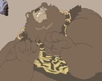 anthro bear belly ben_bigger bersprinf brown_body brown_fur clothing facial_scar fur jewelry male mammal mihoyo missing_eye necklace overweight scar shirt solo tank_top topwear zenless_zone_zero