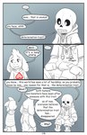 absolutedream absurd_res asriel_dreemurr base_three_layout blockage_(layout) bone border comic dialogue digital_media_(artwork) english_text four_frame_image group hi_res horizontal_blockage humanoid monochrome monster_kid sans_(undertale) skeleton text three_row_layout trio undertale undertale_(series) white_border