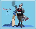 5:4 accipitrid accipitriform anthro avian belt bird blu_(rio) blu_waifu blue_body blue_feathers blue_sky_studios blush bracelet cigarette clothing damaris_the_harpy_eagle_(blu_waifu) duo eagle eyewear feathers female fishnet_clothing fishnet_legwear glasses harpy_eagle jewelry larger_female legwear luntalie macaw male male/female muscular muscular_female neotropical_parrot parrot rio_(series) size_difference smaller_male smoking smoking_cigarette spix's_macaw studded_belt studded_bracelet studded_jewelry studs torn_clothing torn_legwear true_parrot