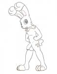 anthro balls bunnelby fur generation_6_pokemon genitals half-erect hi_res lagomorph looking_at_viewer male mammal monochrome nintendo nude penis pokemon pokemon_(species) posexe simple_background solo white_background