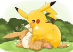 anal anal_orgasm anal_penetration anthro anus ass_up balls blush bodily_fluids butt dripping duo eevee ejaculation generation_1_pokemon genital_fluids genitals hands-free hi_res male male/male nintendo orgasm pawpads paws penetration penis pikachu pokemon pokemon_(species) precum sex shaking sweat tapering_penis tawa_1908 tremble_spikes trembling