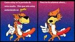 16:9 anthro arttatoe censored censored_genitalia cheetah cheetos chester_cheetah eyewear felid feline hi_res humor male mammal mascot simple_background slim snacks solo sunglasses widescreen