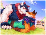 2024 absurd_res alternative_fashion anthro bear biped bulletproof_vest canid canine countershade_fur countershading duo_focus epic_games eyes_closed fennix_(fortnite) fortnite fox french_kissing fungiteh fur group hi_res kissing male male/male mammal on_grass orange_body orange_fur overweight overweight_anthro overweight_male polar_bear polar_patroller punk red_fox slim_anthro slim_male true_fox ursine white_body white_countershading white_fur