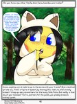 absurd_res aeris_(rodent_powered) anthro clothing dialogue english_text female freckled_face freckles generation_2_pokemon grass hi_res narration nintendo pichu plant pokemon pokemon_(species) pokemon_mystery_dungeon robe rodent_powered_(softestpuffss) shrub softestpuffss solo speech_bubble spike_chunsoft text tree